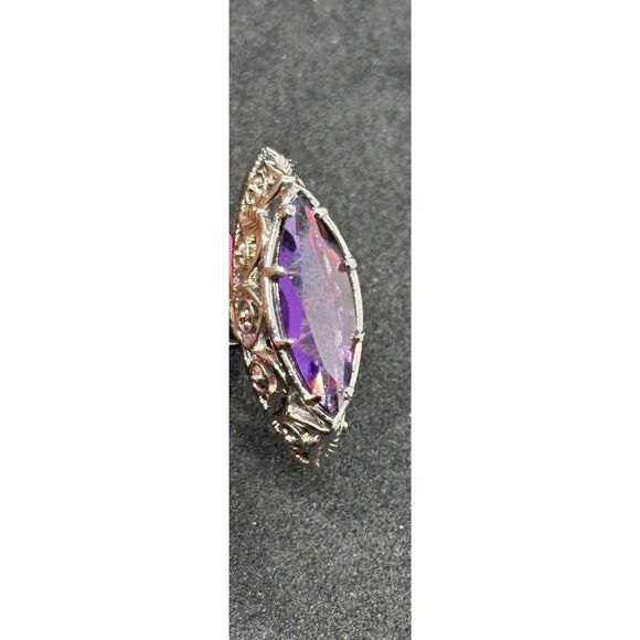 STUNNING VINTAGE STYLE WOMEN  High Quality Cubic Zirconia Ring SILVER TONE GOOD - Picture 1 of 12